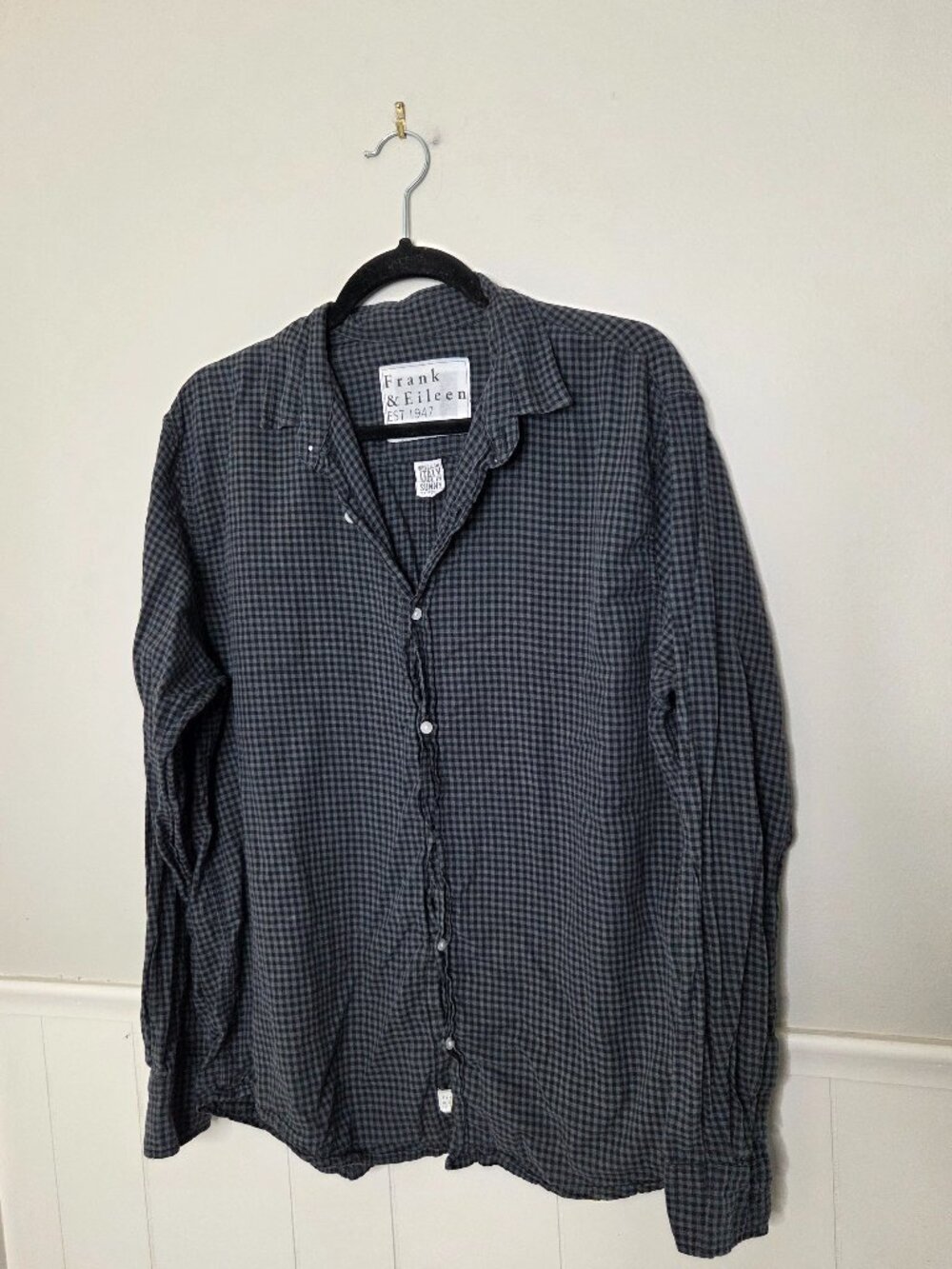 FRANK & EILEEN Grey Black Paul Plaid Button Down Top